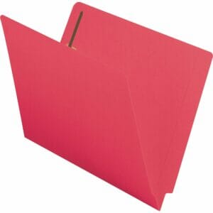 Colored End Tab Fastener Folders with Shelf-Master® Reinforced Tab - Red w/ 2 Fasteners