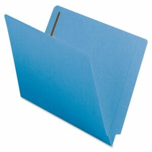 Colored End Tab Fastener Folders with Shelf-Master® Reinforced Tab - Blue w/ 2 Fasteners