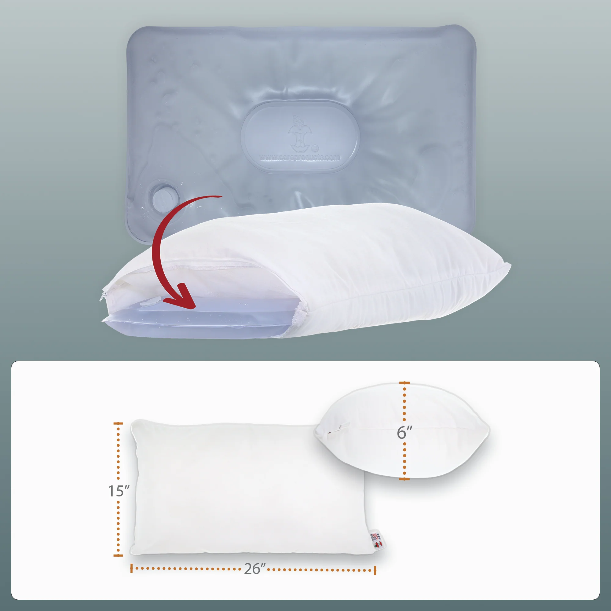 Tri-Core® Water Pillow Adjustable Cervical Support Pillow