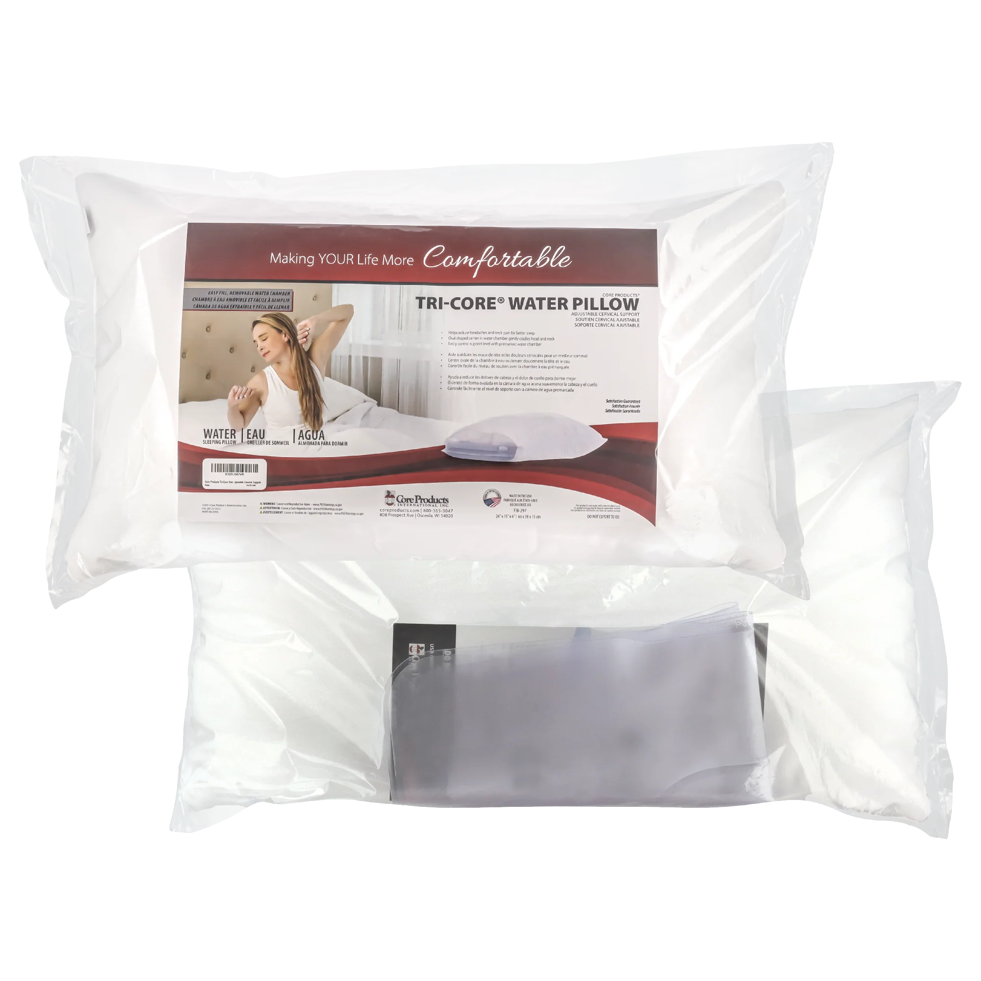 Tri-Core® Water Pillow Adjustable Cervical Support Pillow Tri-Core® Water Pillow Adjustable Cervical Support Pillow
