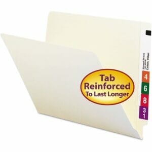 End Tab File Folders with Shelf-Master® Reinforced Tab (Choose Straight Cut or 1/3 Cut) - Straight Cut End Tab