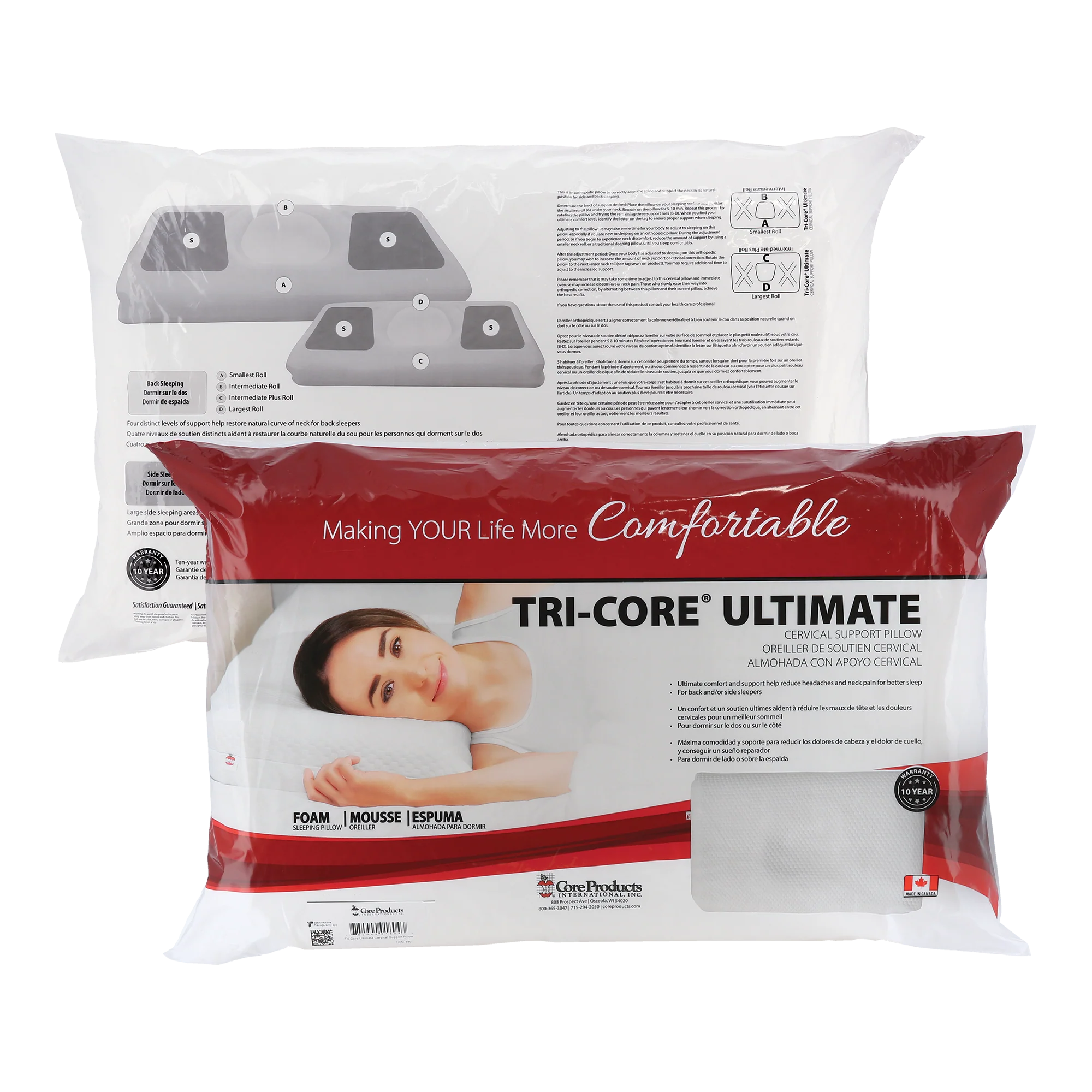 Tri-Core Ultimate Cervical Pillow, Firm Support Tri-Core Ultimate Cervical Pillow, Firm Support
